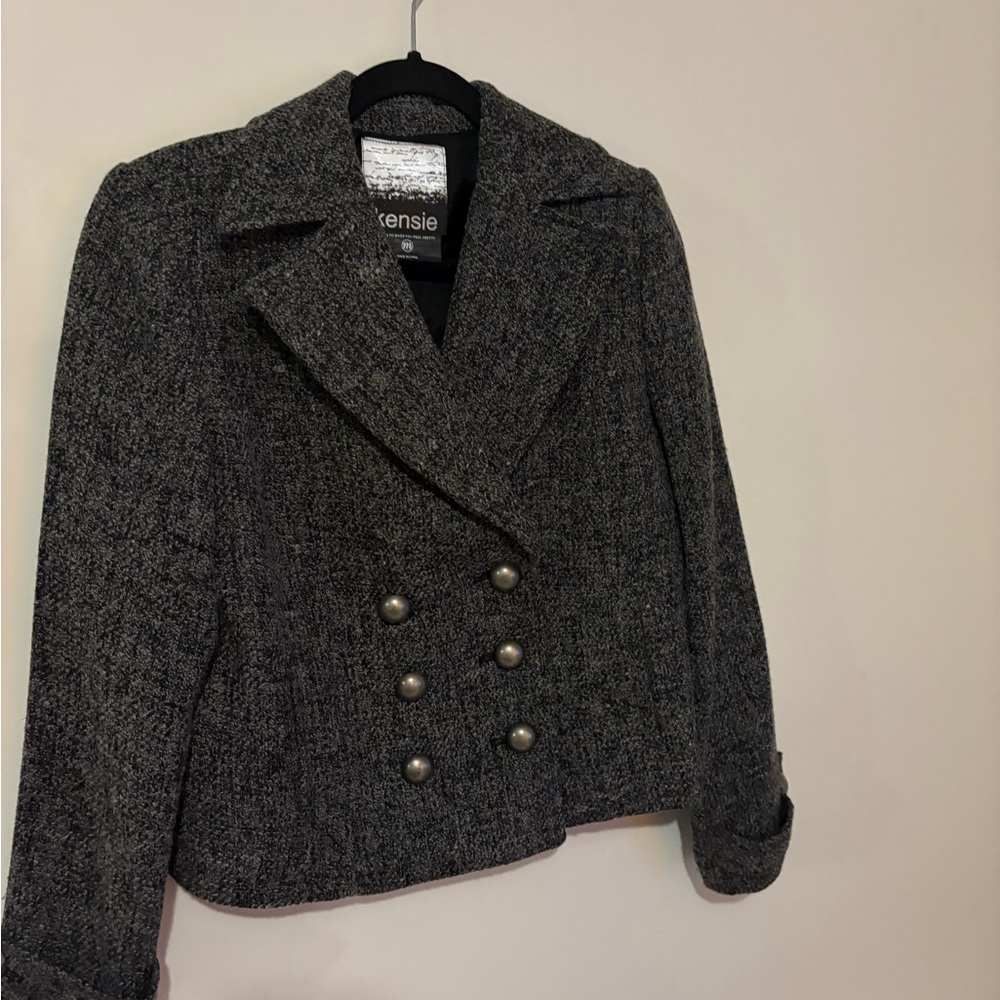 Kensie Women's Charcoal Double-Breasted Pea Coat
